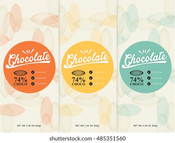 chocolate bar - vector set of design elements and seamless pattern for chocolate packaging  background in linear style.