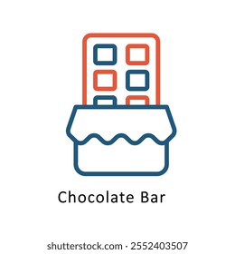 Vector de barra de chocolate Icono de contorno de dos Colores. Archivo Eps10