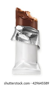 Chocolate bar, white polyethylene wrap, vector object