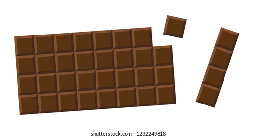 chocolate bar whole milk choco pieces vector illustration EPS10