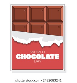 Chocolate bar wrap. Design element for world chocolate day event, isolated on white background