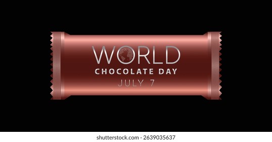 Chocolate Bar Wrapper on black World Chocolate Day 7 July vector poster