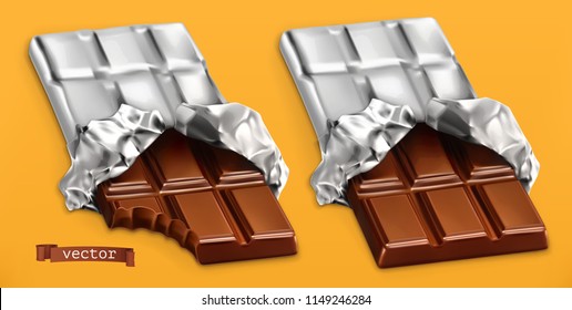 Chocolate bars, 3d realistic vector