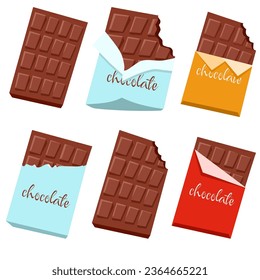 Chocolate bars and bites, vector set