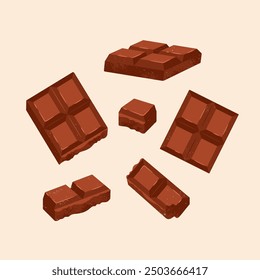 Chocolate bars collection. Retro textured illustration.