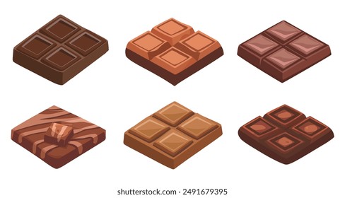 Chocolate Bars Hand Drawn Collection: Isolated Hand Drawn Pieces of Chocolate Bars Illustration for Confectionery Art and Design