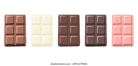 Chocolate Bars Hand Drawn Collection: Isolated Hand Drawn Pieces of Chocolate Bars Illustration for Confectionery Art and Design