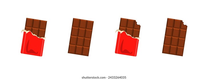 Iconos de barras de chocolate. Juego de chocolate. Estilo plano. Iconos vectoriales