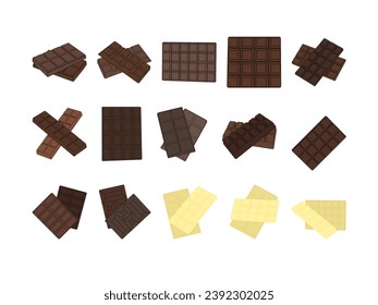 Chocolate Bars Illustration. White and Black Chocolate Bars Flat Style Vector Illustration on White Background.