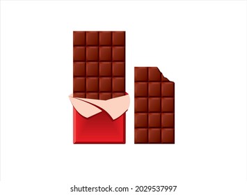 Chocolate bars on red paper wrap