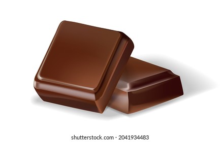 Chocolate Bars on white background, realistic vector illustration