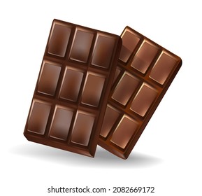 Chocolate Bars on white background, cartoon vector illustration