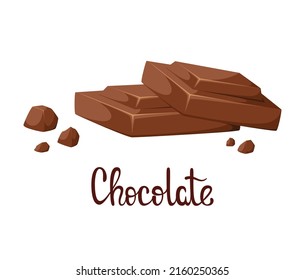 Chocolate bars on a white background. Cartoon design.
