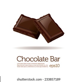 Chocolate bars on white background