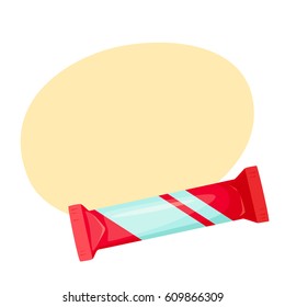 Chocolate bars pack. Muesli - healthy snack vector illustration. Fast food. Cartoon candy wrapper
