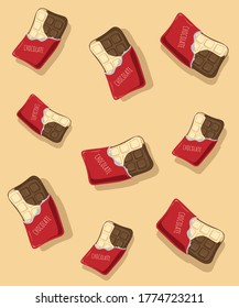 Chocolate bars pattern vector. Chocolate icon