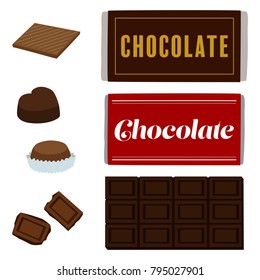 Chocolate bars and pieces.Vector illustration
