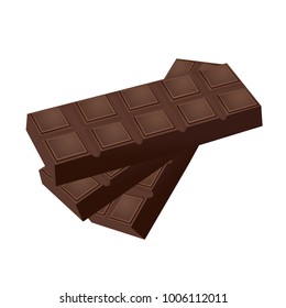 Chocolate bars, vector drawing, painted sweet dessert, realistic illustration. Isolated on white background