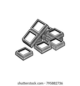 Chocolate bars. Vector illustration. The isolated image on a white background. Vintage style.