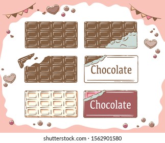 Chocolate bars. Vector illustration for Valentine's Day ad or other use.
