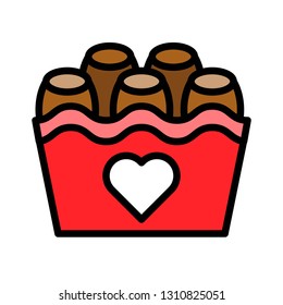 Chocolate basket vector illustration, filled style icon editable outline