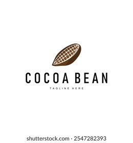 Chocolate Bean Logo, chocolate plant design with simple seed leaf and stem concept, for business branding