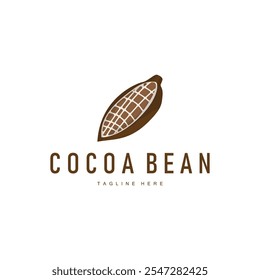 Chocolate Bean Logo, chocolate plant design with simple seed leaf and stem concept, for business branding