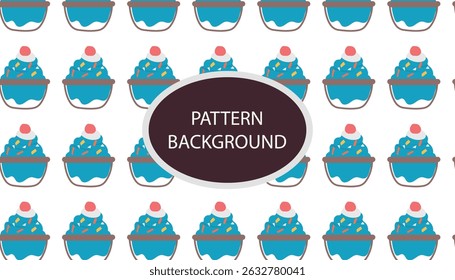 Chocolate bingsu set isolated on white pattern background