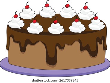 Chocolate Birthday Cake Celebration Food Vector