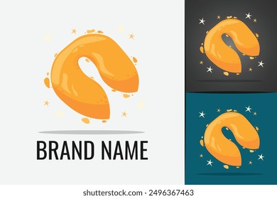 Chocolate biscuit Fortune Cookie. Traditional Chinese Treat cookies snack logotype luck paper inside