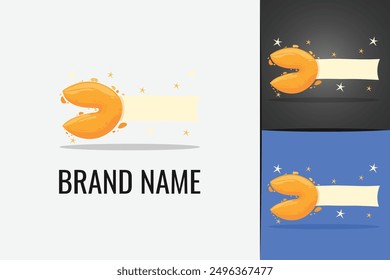 Chocolate biscuit Fortune Cookie. Traditional Chinese Treat cookies snack logotype luck