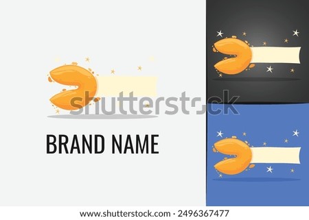 Chocolate biscuit Fortune Cookie. Traditional Chinese Treat cookies snack logotype luck