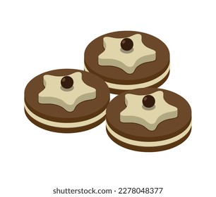 Chocolate biscuits isometric icon on white background 3d vector illustration