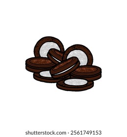 chocolate biscuits with white cream in the center vector illustration