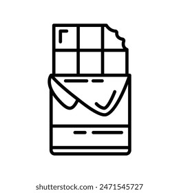Chocolate bite icon with the wrapper open, world chocolate day.