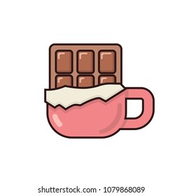 Chocolate Blocks with a Cup of Milk