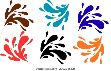Ilustración vectorial de chapoteo de naranja roja azul chocolate