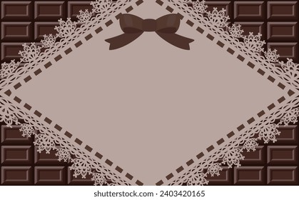 Chocolate board and lace frame.
Dark chocolate