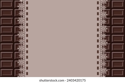 Cartel de chocolate y marco de encaje.
chocolate oscuro