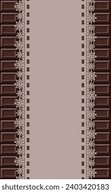 Chocolate board and lace frame.
Dark chocolate