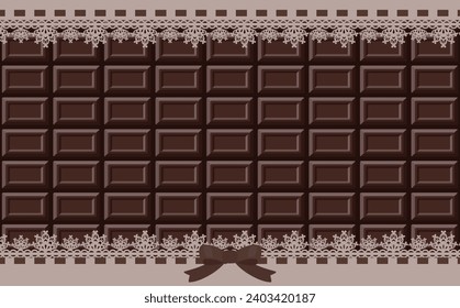 Chocolate board and lace frame.
Dark chocolate