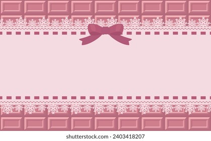 Chocolate board and lace frame.
Strawberry, ruby chocolate.