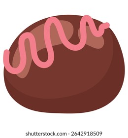 Chocolate bonbon com glacê rosa. Ilustração vetorial
