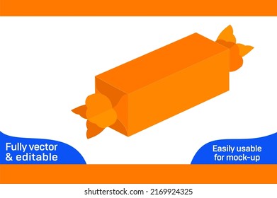 Chocolate box die cut template and 3D box design