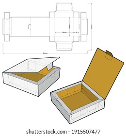 Caja de chocolate y patrón de corte de tinta. El archivo .eps es de escala completa y totalmente funcional. Preparado para la producción real de cartón.