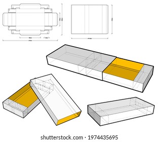 Chocolate Box and Die-cut Pattern (Internal measurement 16x10x3cm). The .eps file is full scale and fully functional. Prepared for real cardboard production.