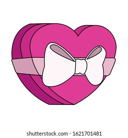 chocolate box in heart shape icon over white background, colorful design, vector illustration