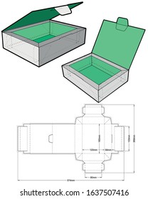 Chocolate box (Internal measurement 13 x 9+ 4 cm) and Die-cut Pattern. The .eps file is full scale and fully functional. Prepared for real cardboard production.