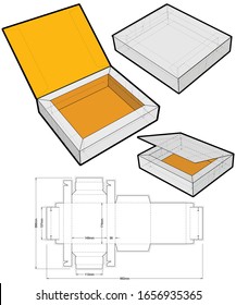 Chocolate Box (Internal measurement 13.5x 11+ 3.6cm) and Die-cut Pattern. The .eps file is full scale and fully functional. Prepared for real cardboard production.