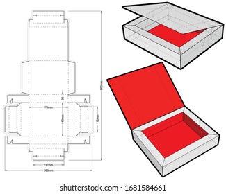 Chocolate box (Internal measurement 13.7 x 11.2+ 3.6 cm) and Die-cut Pattern. The .eps file is full scale and fully functional. Prepared for real cardboard production.